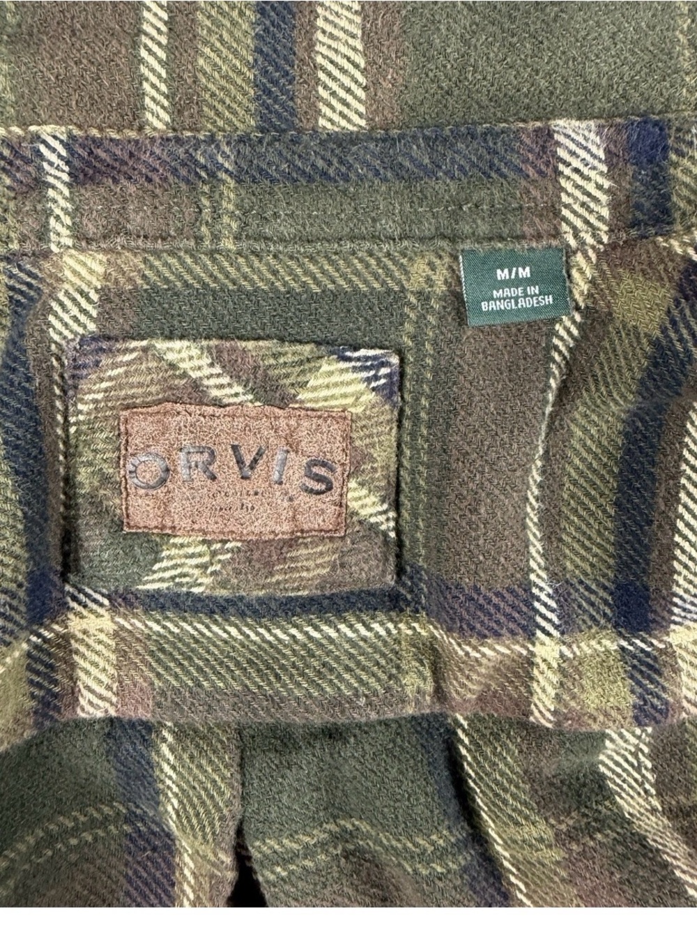 Orvis Men’s Green Plaid Flannel Shirt Jacket medium - Picture 3 of 8